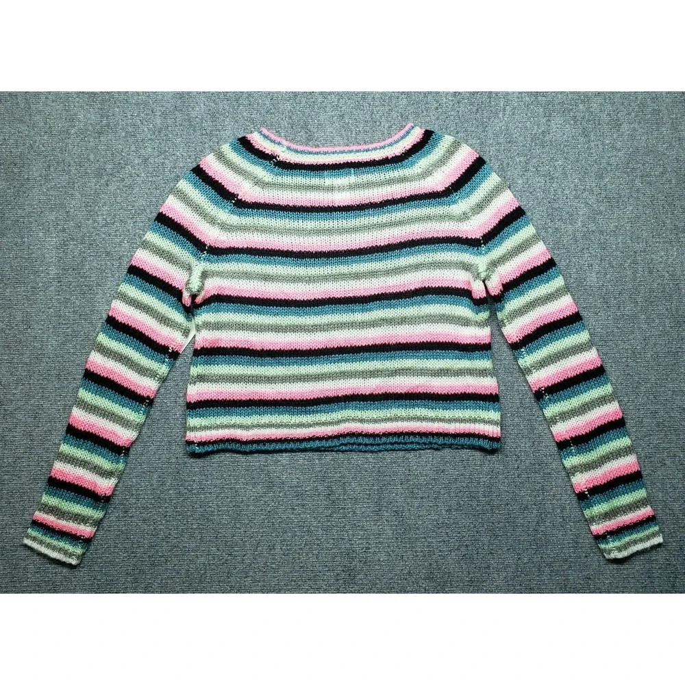 Arizona Jean Co Sweater Womens L Navy Combo Stripe Pure Acrylic Pullover New